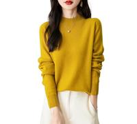 Chanyarn Women's 100% Merino Wool Seamless Jumper Mock Neck First-Line Ready to Wear Long Sleeve Knitted Pullover Tops (Maple Leaf,M)