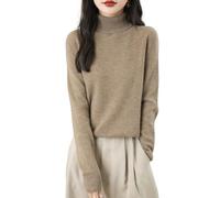 Chanyarn Women's 100% Merino Wool Turtleneck Jumper 2024 First-Line Ready to Wear Long Sleeve Seamless Knit Pullover (Tan,S)