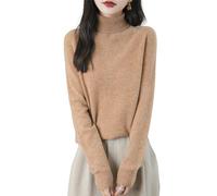 Chanyarn Women's 100% Merino Wool Turtleneck Jumper 2024 First-Line Ready to Wear Long Sleeve Seamless Knit Pullover (Khaki,S)