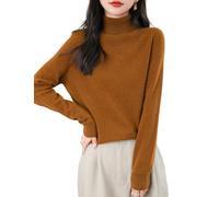 Chanyarn Women's 100% Merino Wool Turtleneck Jumper 2024 First-Line Ready to Wear Long Sleeve Seamless Knit Pullover (Caramel,S)