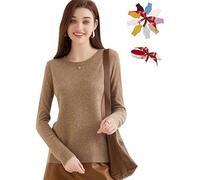 Chanyarn Women's 100% Pure Cashmere Jumper 2025 Fall Winter Crew Neck Super Warm Soft Long Sleeve Knitted Pullover (Tan,M)