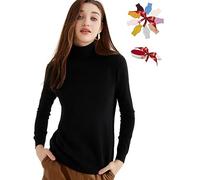 Chanyarn Women's 100% Pure Cashmere Turtleneck Jumper 2025 Fall Winter Warm Soft Lightweight Long Sleeve Knit Pullover (Black,S)
