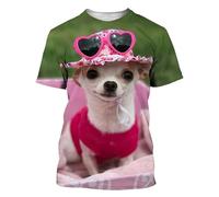 CHANYI Mens 3D Print t-Shirts 3D Printed Animal Chihuahua T Shirt for Men Funny Pet Pattern Tees Summer Harajuku Loose O-Neck Tops Short Sleeve K