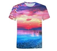 CHANYI Mens 3D Print t-Shirts 3D Printed Seaside Scenery T-Shirt for Men Ocean Beach Pattern Tees Summer Harajuku Loose Round Neck Tops Short SLE