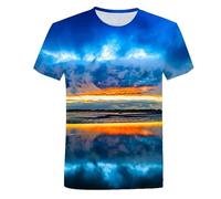 CHANYI Mens 3D Print t-Shirts 3D Printed Seaside Scenery T-Shirt for Men Ocean Beach Pattern Tees Summer Harajuku Loose Round Neck Tops Short SLE