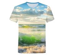 CHANYI Mens 3D Print t-Shirts 3D Printed Seaside Scenery T-Shirt for Men Ocean Beach Pattern Tees Summer Harajuku Loose Round Neck Tops Short SLE