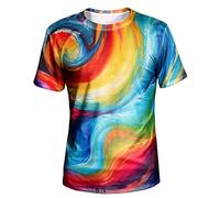 CHANYI Mens 3D Print t-Shirts Colorful Pigments Pattern T-Shirt for Men Panda Mountain 3D Printed Short Sleeve Tees Summer Loose Tops O-Neck T Sh