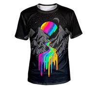 CHANYI Mens 3D Print t-Shirts Colorful Pigments Pattern T-Shirt for Men Panda Mountain 3D Printed Short Sleeve Tees Summer Loose Tops O-Neck T Sh