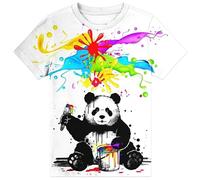 CHANYI Mens 3D Print t-Shirts Colorful Pigments Pattern T-Shirt for Men Panda Mountain 3D Printed Short Sleeve Tees Summer Loose Tops O-Neck T Sh