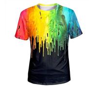 CHANYI Mens 3D Print t-Shirts Colorful Pigments Pattern T-Shirt for Men Panda Mountain 3D Printed Short Sleeve Tees Summer Loose Tops O-Neck T Sh