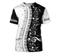 CHANYI Mens 3D Print t-Shirts Piano Music Men's T Shirt 3D Printed Hip Hop Summer Creative Harajuku Short Sleeve T-Shirts Instrument Streetwear B