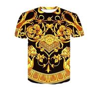 CHANYI Mens 3D Print t-shirts Summer Baroque T-Shirt 3D Digital Print T Shirt Men/Women Vintage Luxury Royal Print Golden Flower Brand Tshirt Camisetas