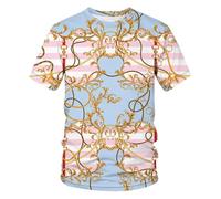 CHANYI Mens 3D Print t-shirts Summer Baroque T-Shirt 3D Digital Print T Shirt Men/Women Vintage Luxury Royal Print Golden Flower Brand Tshirt Camisetas
