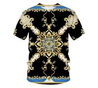CHANYI Mens 3D Print t-shirts Summer Baroque T-Shirt 3D Digital Print T Shirt Men/Women Vintage Luxury Royal Print Golden Flower Brand Tshirt Camisetas