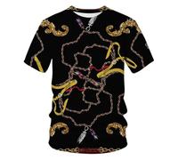 CHANYI Mens 3D Print t-shirts Summer Baroque T-Shirt 3D Digital Print T Shirt Men/Women Vintage Luxury Royal Print Golden Flower Brand Tshirt Camisetas
