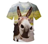 CHANYI Mens 3D Print t-shirts Summer Hip-Hop Funny Men'S T-Shirt Cute Little Donkey 3D Printing Fashion Alternative Short-Sleeved Cool Quick-Drying Top