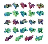 chanyi9588 24Pcs 3D Printed Animals, Mini 3d Printed Animals,Dinosaur, Turtle, Rhino & More Movable Joint Fidget,Colorful Movable Joint animals, For Home Office Party Desk Decoration Photography Prop