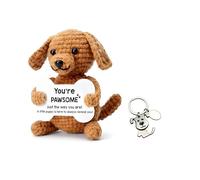 chanyi9588 2Pcs Dog Plush, Positive Crochet Animals Handmade Cute Set, with Inspirational Cards, Cute Encouragement Gift for Dog Lovers, Decorative Home Accessories, Small Plushies for Desk Decor