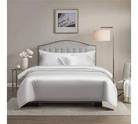 Chanyuan Silky Satin Duvet Cover Sets Double White Solid Color Smooth and Glossy 3 Pieces 100% Gloss Shiny Satin Polyester Quilts Set For 4 Seasons