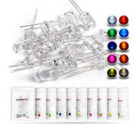 CHANZON 100 pcs(10 Colors x 10 pcs) 5mm LED Diode Lights Assored Kit Pack (Clear Transparent DC 2V - 3V 20mA) Bright Lighting Bulb Lamps Electronics Components 5 mm Light Emitting Diodes for Arduino