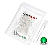 Chanzon 100 pcs 3mm Green LED Diode Lights (Diffused Round DC 3V 20mA) Lighting Bulb Lamps Electronics Components Light Emitting Diodes
