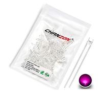 Chanzon 100 pcs 3mm Pink LED Diode Lights (Clear Transparent Flat Top DC 3V 20mA) Bright Lighting Bulb Lamps Electronics Components Light Emitting Diodes