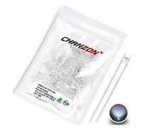 Chanzon 100 pcs 3mm White LED Diode Lights (Clear Transparent Flat Top DC 3V 20mA) Bright Lighting Bulb Lamps Electronics Components Light Emitting Diodes