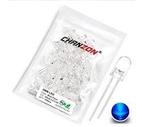 Chanzon 100 pcs 5mm Blinking Blue LED Diode Lights 1.5Hz Flashing (Clear Round Transparent DC 3V 20mA) Bright Lighting Bulb Lamps Electronics Components Indicator Light Emitting Diodes
