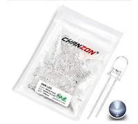 Chanzon 100 pcs 5mm Blinking White LED Diode Lights 1.5Hz Flashing (Clear Round Transparent DC 3V 20mA) Bright Lighting Bulb Lamps Electronics Components Indicator Light Emitting Diodes