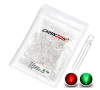 Chanzon 100 pcs 5mm Red & Green LED Diode Lights (Clear Round Transparent Bicolor Common Anode) Bright Lighting Bulb Lamps Electronics Components Light Emitting Diodes