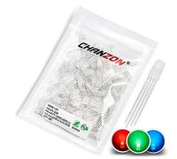 Chanzon 100 pcs 5mm RGB LED Diode Lights Tricolor (Diffused Round Multicolor Red Green Blue 4 pin Common Anode DC 20mA/Color) Lighting Bulb Lamps Electronics Components Light Emitting Diodes