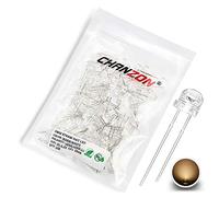 Chanzon 100 pcs 5mm Warm White LED Diode Lights (Clear Straw Hat Transparent 3000K DC 3V 20mA) Super Bright Lighting Bulb Lamps Electronics Components Light Emitting Diodes
