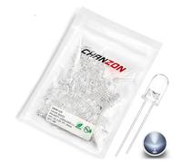 Chanzon 100 pcs 5mm White LED Diode Lights (Clear Round Transparent DC 3V 20mA) High Intensity Super Bright Lighting Bulb Lamps Electronics Components Light Emitting Diodes