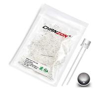 Chanzon 100 pcs 5mm White LED Diode Lights (Clear Transparent Flat Top DC 3V 20mA) Bright Lighting Bulb Lamps Electronics Components Light Emitting Diodes