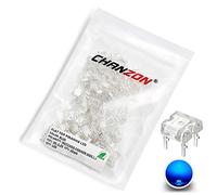 Chanzon 100 pcs Flat Piranha Blue LED Diode Lights (Super Flux 4 pins Clear DC 3V 20mA) Lighting Bulb Lamps Electronics Components Light Emitting Diodes