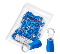 Chanzon 100pcs Blue Ring Terminals - #8 M4 - UL Listed Insulated PVC Eyelet Wire Connector 16-14AWG Gauge Electrical Crimp Connector for Boat Truck Stereo Car