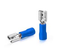 Chanzon 100pcs UL Listed 4.8mm Female Spade Connector Quick Disconnect Semi-Insulated PVC - Blue - 14 15 16 awg Gauge Wire Crimp Terminal 4.8 x 0.8 mm 3/16'