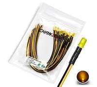 CHANZON 20pcs Pre-Wired 5mm Yellow LED Diode Lights (Round Diffused Frosted Lens DC 12V) with 680 ohms Resistor and 24awg Wire