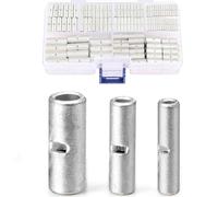 Chanzon 250pcs BN1.25 BN12 BN5.5 Non Insulated Butt Connectors Kit Pure Copper 0.8mm-1mm Thickness Terminal for Wire 10-22AWG Gauge Crimp Ferrule Terminals Assorted