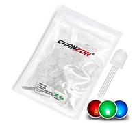 Chanzon 50 pcs 10mm RGB Tricolor LED Diode Lights (Diffused Round Multicolor Red Green Blue 4 pin Common Cathode DC 20mA/Color) Lighting Bulb Lamps Electronics Components Light Emitting Diodes