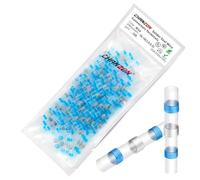 Chanzon Heat Shrink Solder Seal Wire Connectors UL listed 16-14AWG Waterproof Butt Terminals Blue Tin Joint Tube Connector Wiring Splice Terminals Automotive Marine DIY Projects(100pcs)