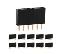 CHANZON Pin Header Strip for Arduino Gpio 6 pin x 10pcs Female Headers Pins Straight Single Row Gold Plated Pitch 2.54mm 0.1 inch for PCB Connector Machine Breadboard Electronic Circuit Board