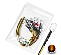 CHANZON [UL Wire] 10 pcs Pre-Wired 10mm Yellow LED Diode Lights (Round Transparent Lens DC 12V) with 680 ohms 1/4W Resistor and 24awg Wire Indicator Light Emitting Diodes Lighting 10mmled…