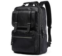 CHAO RAN Vintage Leather Laptop Backpack For Men, Men Black Leather Backpack…, Black, L, College Travel Backapck