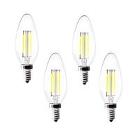Chao Zan 4W E14 LED Candle Light Bulbs, 400 Lumens C35 LED Bulbs,Energy Saving Non-Dimmable Light (Cool White, 4 Count)