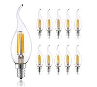 Chao Zan 4W LED Filament Candle Light Bulb, 2700-3000K Warm White 400LM, E14 Edison Base Lamp Bulb, C35 Flame Shape, 40W Incandescent Equivalent,10 Pack