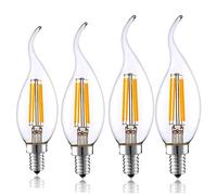 Chao Zan E14 LED Filament Candle Bulb 4W AC220V, 400LM Warm White 2700-3000K, Flame Small Edison Screw C35 LED Lamp Bulbs 35-40W Halogen Equivalent, 4 Pack