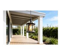 Chao Zan E27 LED Outdoor Height Adjustable Pendant Lamp Retro Hanging Light Waterproof Pendant Lights Lampshade Glass Metal Black,for Garden Entrance Hall Pavilion Villa Grape Frame Pendant