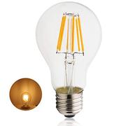 Chao Zan LED A60 Edison Filament Light Bulb 6W, Vintage Globe Glass Lamp Bulb, Equivalent to 60W, E27 Large Screw Base, 2700K Warm White, Non-Dimmable