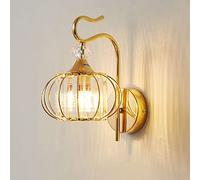 Chao Zan Modern Crystal Wall Lamp Bedroom Aisle Living Room Home Metal Wall Light Holder E27 Socket, Retro Sconces, Bulb Not Included (Gold Color)